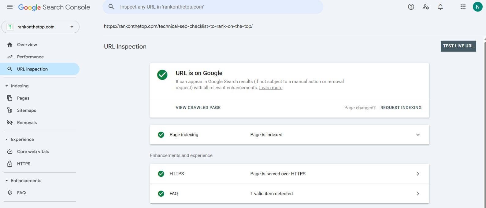 request indexing on GSC